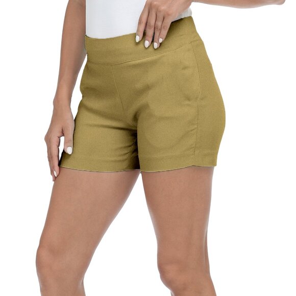 Women's Solid Soft Stretch Pull On Comfy Summer Active Millennium Style Shorts - Picture 2 of 14